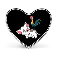 Moana Pua Pig and HeiHei Chicken Printed Heart Badge Brooch Pins Lapel Tie Pin Button Cute Decoration for Men Women