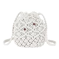 Women Mini Cotton Crochet Crossbody Bag Summer Beach Shoulder Bag Drawstring Purse
