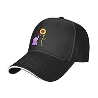 Sunflower-Alzheimer-Awareness-I-Will-Remember-for-You-Trucker-Hat, Baseball Cap Snapback Dad Hat for Men Women Black