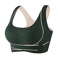 Women's Front Staggered Side Buckle Latex Non Steel Ring Yoga Exercise Vest and Strapping Bra Wireless Bras