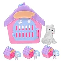 ERINGOGO 4 Sets Pet Kennel DIY Scene Model Mini Room Decoration Toys Models Puppy Toy for Dog Small House Layout Decor House Scene Props Artificial Dog Pretend Display Accessories