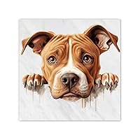 Peeking Dog American Pit Bull Terrier Quote Canvas Wall Art Prints Cartoon Cute Animal Puppy Modern Wall Artwork Home Decor Picture for Living Room Bedroom Dining Room Decorative Decoration 12x12