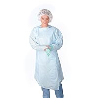 Medline Isolation Gown with Thumb Loop, Polyethylene, Regular/Large Size, Blue (Pack of 75)