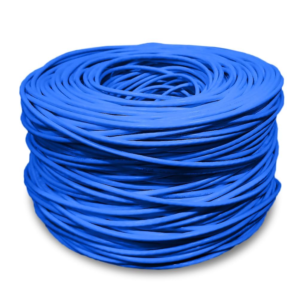 SolidLink CAT5e 1000ft UTP Ethernet Cable 24AWG Bulk LAN Network Wire (Blue)