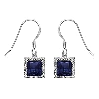Multi Choice Square Shape Gemstone 925 Sterling Silver Party Wear Solitaire Accents Dangle Drop Earring