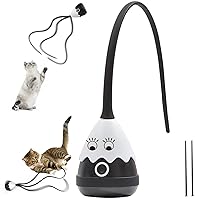 Cat Wand Toy, Automatic Silicone Tail Teaser Toy 2 in 1, Electronic Interactive Cat Toy for Indoor Cats, Rechargeable Exercise Toy for Kitten-Black