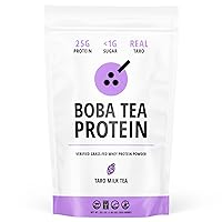 Taro Milk Tea | 25g Grass-Fed Whey Protein Isolate Powder | Gluten-Free & Soy-Free Bubble Tea Protein Drink | Real Ingredients & Lactose-Free Protein Drink | 19 Servings
