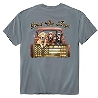 Trio Labs Good Ole Boys Truck Tailgate American Flag Mans Best Friend Short Sleeve Mens Graphic T-Shirt