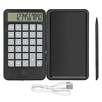 2 in 1 Calculator with Notepad,6.5in Small Portable Pocket Calculator, Noiseless Button Reusable Eyesight Protection Small Calculator for High School, Office Meeting and Home, Calculator with Not