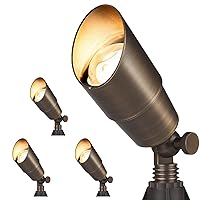 Gardencoin Solid Brass Outdoor Landscape Spotlights, 12V Heavy Duty LED Low Voltage Landscape Spot Light for Garden and Yard Uplighting, Bronze Accent Lighting Fixture Without Bulb, 4 Pack