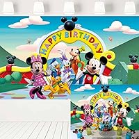 Mickey Mouse Clubhouse Backdrop Birthday Party Supplies Photo Background for Kids Birthday Party Cake Table Decoration Banner 5x3 ft 408