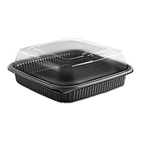 Anchor 4118515 Culinary Squares 2-Piece Microwavable Container, 36oz, Clear/Black, 2.91-Inch,150/CT