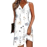 Beach Dresses for Women, Plus Size Sexy V-Neck Casual Sleeveless Bohemian Dress Floral Printed Summer Fashion Dresses