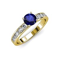 Blue Sapphire & Natural Diamond (SI2-I1, G-H) Engagement Ring 1.95 ctw 14K Yellow Gold