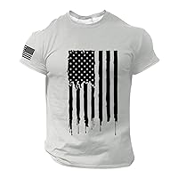 Funny Mens 4th of July Shirt, Men's Summer Short Sleeve Printed T-Shirt Casual Neck Retro Independence Day Street Track Tops
