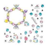 Baker Ross AW622 Unicorn Charm Bracelet Kits - Pack of 3, Make Your Own Colorful Bangle Charms, with Beads, Charms and Elastic Cord for Kids Arts and Crafts Activities