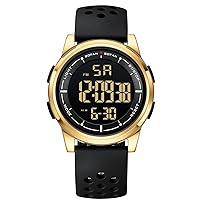 BOFAN Ultra-Thin Sports Waterproof Digital Watch,Outdoor Military Watches,Super Wide-Angle Display Digital Wrist Watches with LED Back Ligh,Alarm,Date,Breathable Silicone Strap.