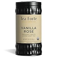 Tea Forte Vanilla Rose Organic White Tea, Makes 35-50 Cups, 2.82 Ounce Loose Leaf Tea Canister