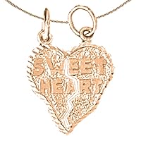Saying Necklace | 14K Rose Gold Breakable Sweet Heart Saying Pendant with 18