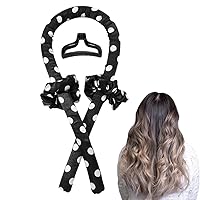 Heatless Curling Rod Headband No Heat Silk Ribbon Curling Rod Hair Roller Curls with Hair Claw Clip Lazy Natural Soft Wave DIY Hair Rollers Styling Tool for Sleep in Overnight (hei-bai)