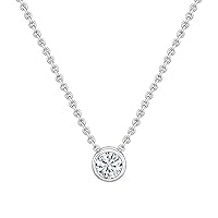 Round Lab Grown White Diamond or Cubic Zirconia Solitaire Filigree Bezel Set Pendant for Her in 925 Sterling Silver