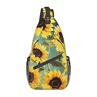 Spring Sunflowers Retro Flowers Print Cross Chest Bag Sling Backpack Crossbody Shoulder Bag Travel Hiking Daypack Unisex