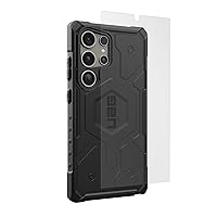 URBAN ARMOR GEAR UAG Designed for Samsung Galaxy S24 Ultra Case Pathfinder Black Magnetic Charging Bundle with UAG Premium Tempered Glass Screen Protector 6.8