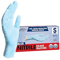 ForPro Disposable Nitrile Exam Gloves, Medical Grade, 4 Mil Extra Protection, Powder-Free, Latex-Free, Non-Sterile, Food Safe, Blue, Small, 100-Count
