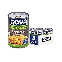Goya Organic Chick Peas Garbanzo Beans, Low Sodium with Sea Salt, 15.5 Ounce (Pack of 8)
