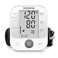Metene Blood Pressure Monitor Upper Arm BP Cuff Machine, Automatic High Blood Pressure Machine Kit with Cuff 22-40cm, Pulse Rate Monitor for Home Use