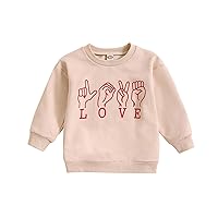 Toddler Baby Boy Girl Valentines Day Outfit Letter Cartoon Print Long Sleeve Sweatshirt Kids Cute 2024 Clothes