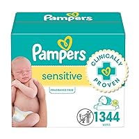 Pampers Sensitive Baby Wipes, Water Based, Hypoallergenic and Unscented, 16 Flip-Top Packs (1344 Wipes Total) [Packaging May Vary]