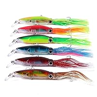 Fishing Lure,6Pcs Squid Trolling Lures,Freshwater Soft Bai,Lifelike Hard Swimbait Squid Bait Fishing Tackle for Bass Trout Freshwater and Saltwater