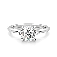Siyaa Gems 2 CT Round Moissanite Engagement Ring Wedding Eternity Band Vintage Solitaire Halo Silver Jewelry Anniversary Promise Ring Gift