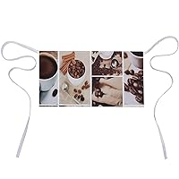 Collage of Coffee And Products Beans Funny Waist Apron Waterproof Half Aprons with Pocket And Long Strap for Women Men Cooking