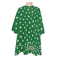 Clover Barber Cape - Salon Hair Cutting Cape for Women, Men, Kids, Adults, St. Patrick's Day Green Shamrock Haircut Cape with Adjustable Elastic Neckline Hairdressing Stylist Cape Gown Accessories