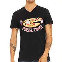 Pizza Time V-Neck T-Shirt - Cool Design T-Shirt - Illustration V-Neck Tee