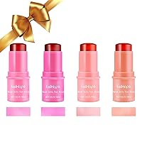4 PCS Cooling Water Jelly Tint, Makeup Lip Tint Jelly Blush Stick, Jelly Blush Stick Lip Stain, 1,000+ Swipes Per Stick, Vegan, Cruelty Free, Buildable Watercolor Finish (multi-color)