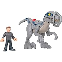 Fisher-Price Imaginext Jurassic World Dominion Dinosaur Toy Set with Blue and Owen Grady for Preschool Pretend Play, Breakout Blue