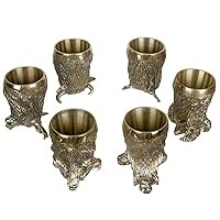 CKG Bronze Drinking Handmade Original Metal Wine Shot Cup Vodka Whiskey Cups with Undamaged Alcohol Hunting Kit Case - Art Craft Home Decor Decoration Gifts