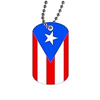 Rogue River Tactical Puerto Rico Rican Flag Military Style Dog Tag Pendant Jewelry Necklace