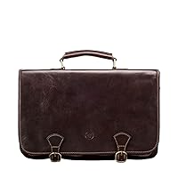 Maxwell Scott - Mens Luxury Leather Full Grain Satchel Briefcase Bag - 2 Section for Laptop - Handmade In Italy- The Jesolo2