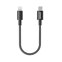 Anker New Nylon USB-C to Lightning Cable, 331 Cable, Fast Charging Cord (1ft, MFi Certified) for iPhone 13 13 Pro 12 Pro Max 12 11 X XS XR 8 Plus, AirPods Pro, Supports Power Delivery (Black)