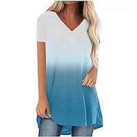 Women's Fashion 2023 Casual Loose Round Neck Short Sleeves Printed T-Shirt Tops Blouses and Tops
