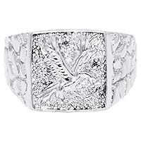Rylos American Eagle Ring Patriotic USA with Diamonds Set in Sterling Silver .925