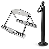 A2ZCARE Tricep Press Down Chrome Double D Handle with Loading Pin fit 1 inch and 2 inch Olympic Weight Plate