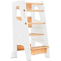 Toddler Standing Tower - Safe Montessori Step Stool for Toddlers, Perfect Tower for Learning New Skills - Ideal Helper for Little Kids in The Kitchen - White