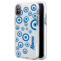 Case Compatible with iPhone X Personalized with Your Name Blue Turkish Evil Eye, Protector Compatible with iPhone X Customizable, Case Customized Turkish Eye White Border