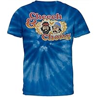Cheech and Chong - Mens Logo Spiral Tie Dye T-Shirt Medium Blue