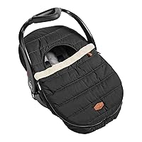 JJ Cole Winter Baby Car Seat Cover - Winter Car Seat Cover for Baby Seat or Stroller - Infant Car Seat Covers with Warm Sherpa Lining - Black